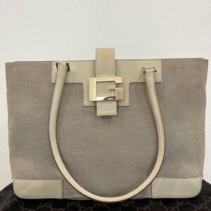 Gucci Cream Tote Bag with Structured Shape and Textured Fabric